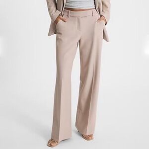 EXPRESS Editor Boot Mid Rise Dress Trouser Pant Size 6 Cream Khaki